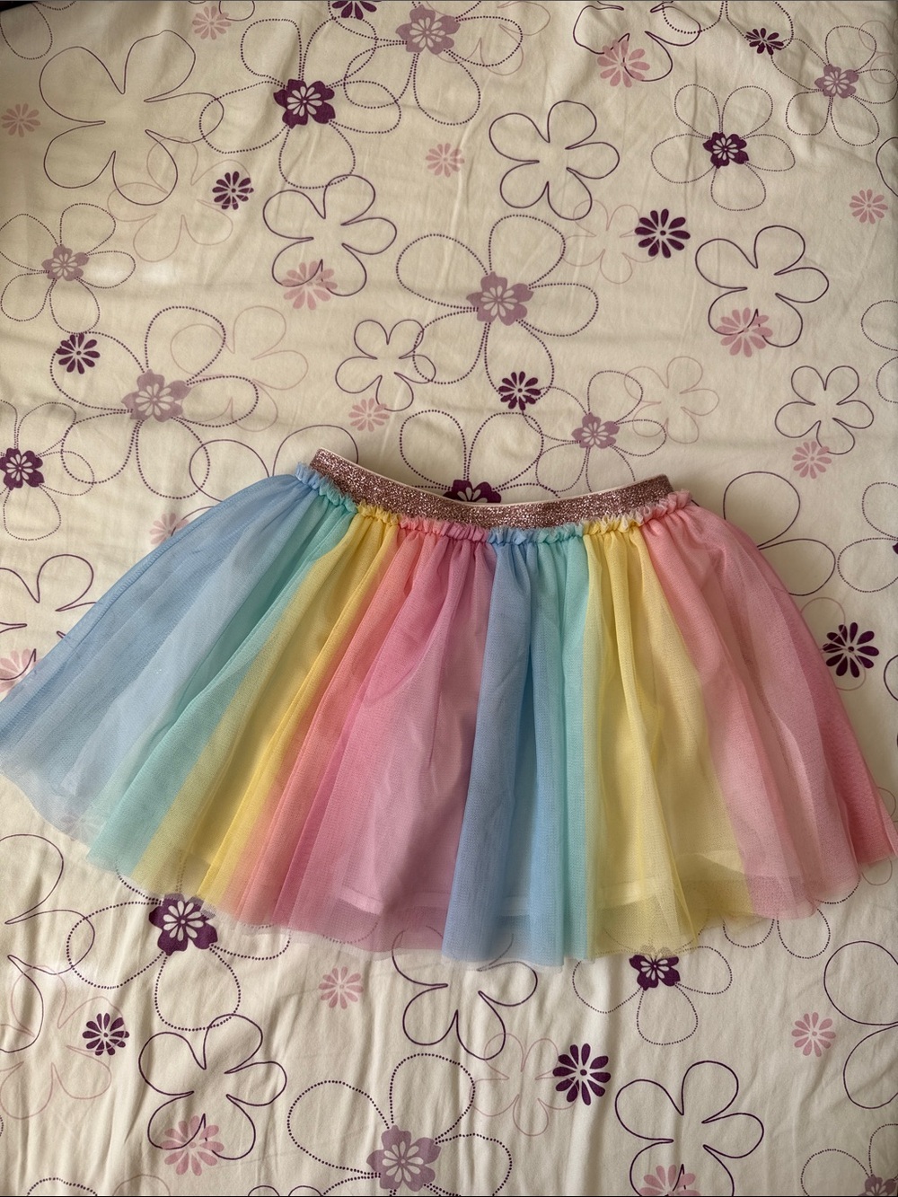 Girls' Rainbow Tulle Skirt with Glitter Waistband